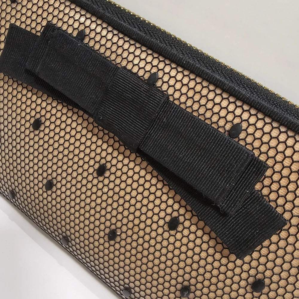Valentino Nude and Black Bow Zip-Around Wallet